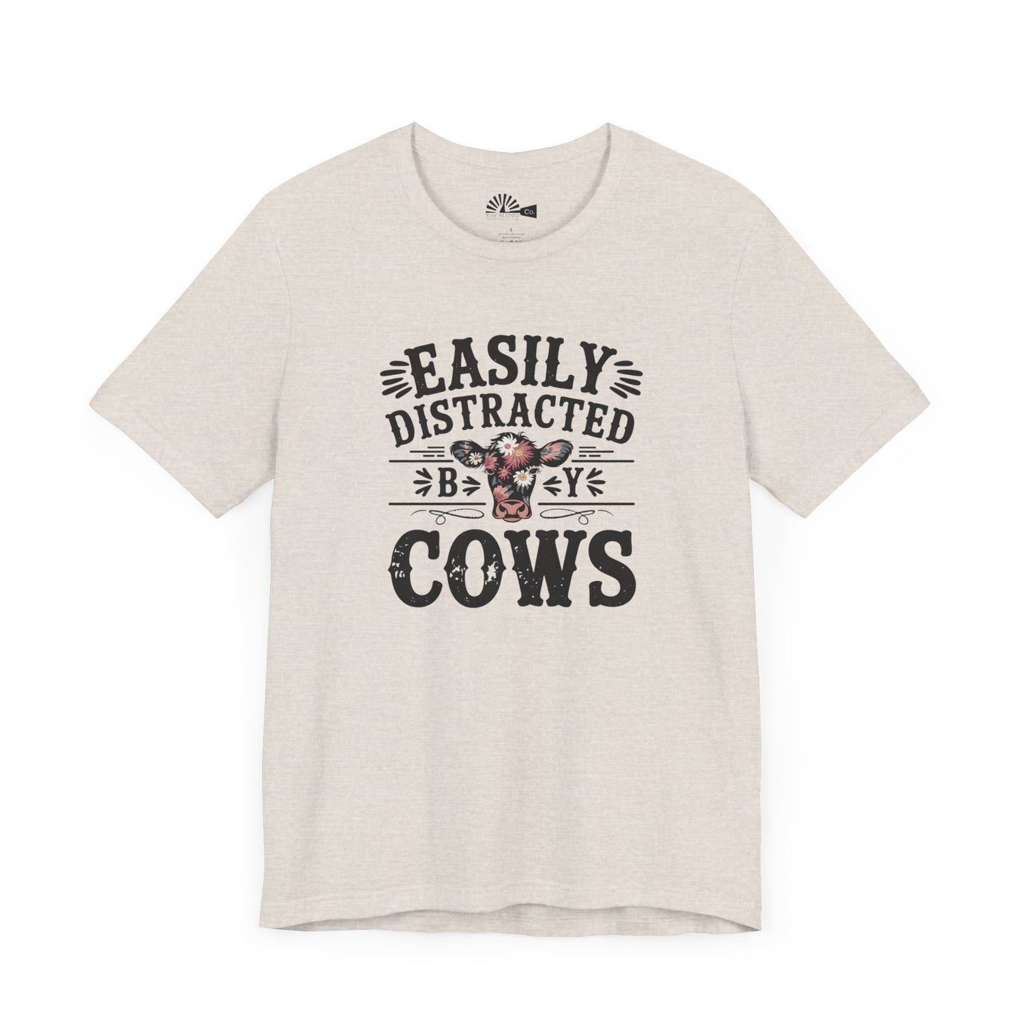 Vintage Style 'Easily Distracted Cows' Short Sleeve Tee