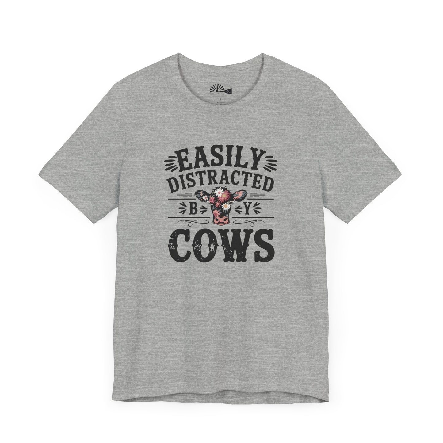 Vintage Style 'Easily Distracted Cows' Short Sleeve Tee