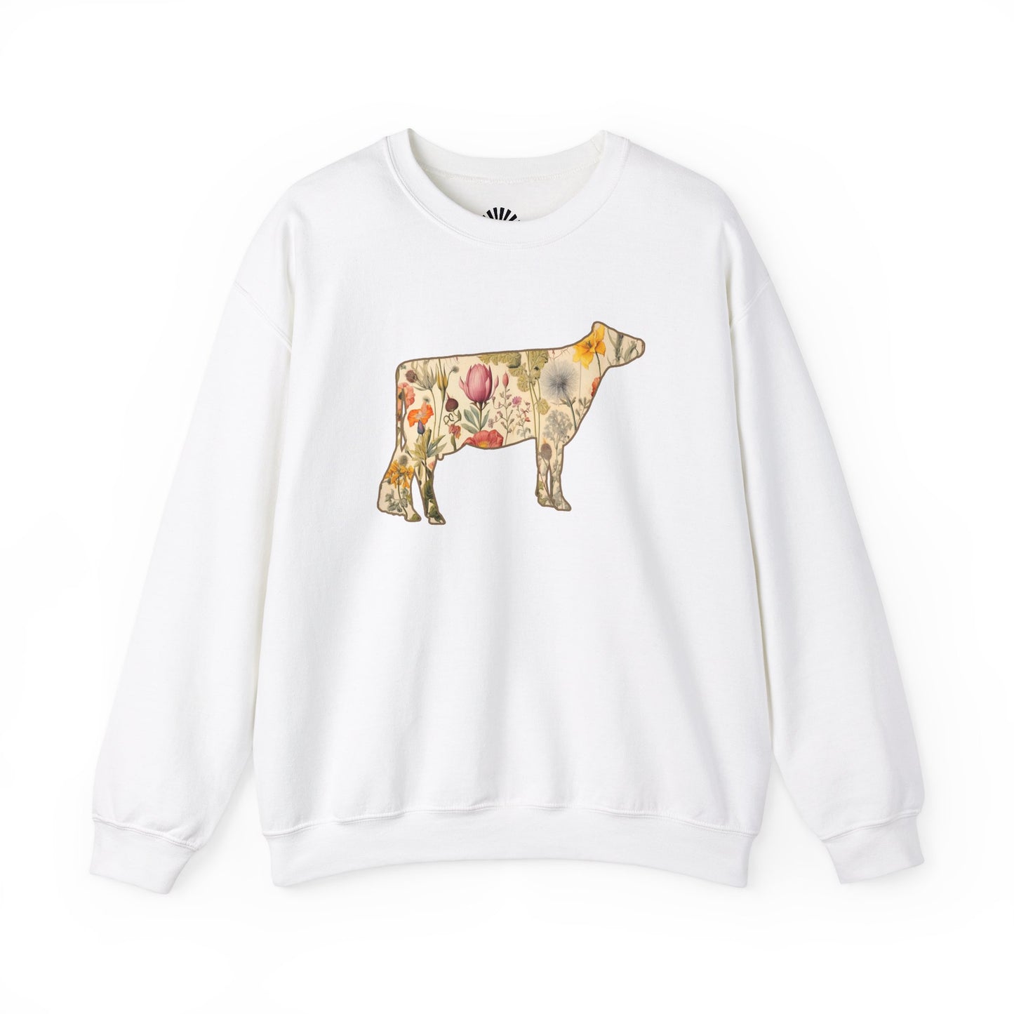 Vintage Floral Jersey Cow Sweatshirt