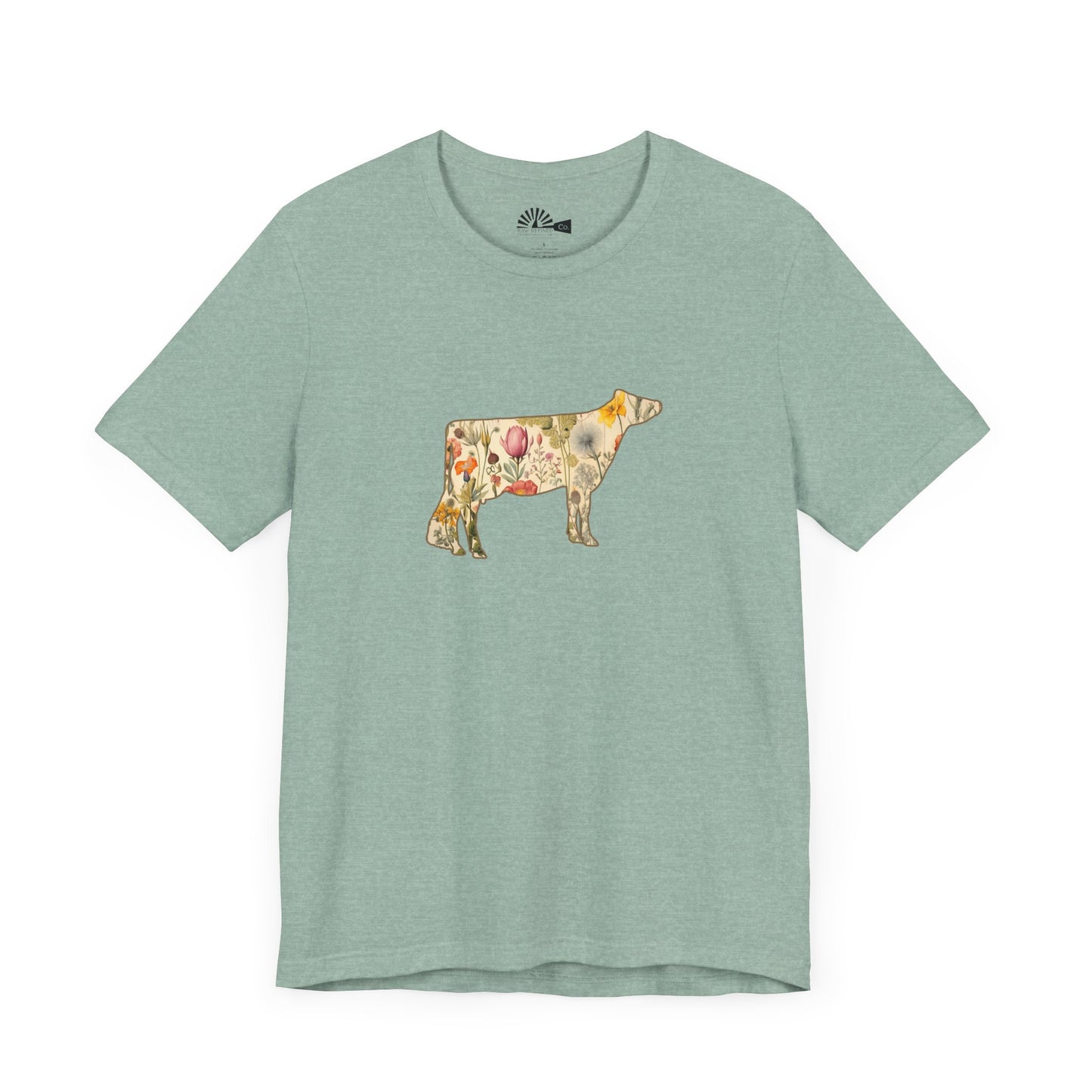 Vintage Floral Jersey Cow Tee Shirt
