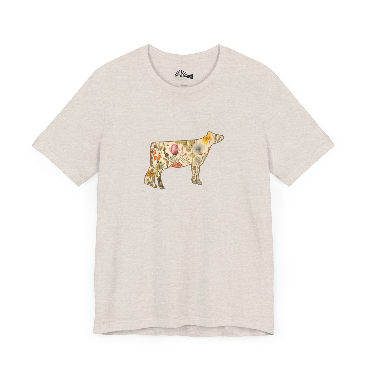 Vintage Floral Jersey Cow Tee Shirt