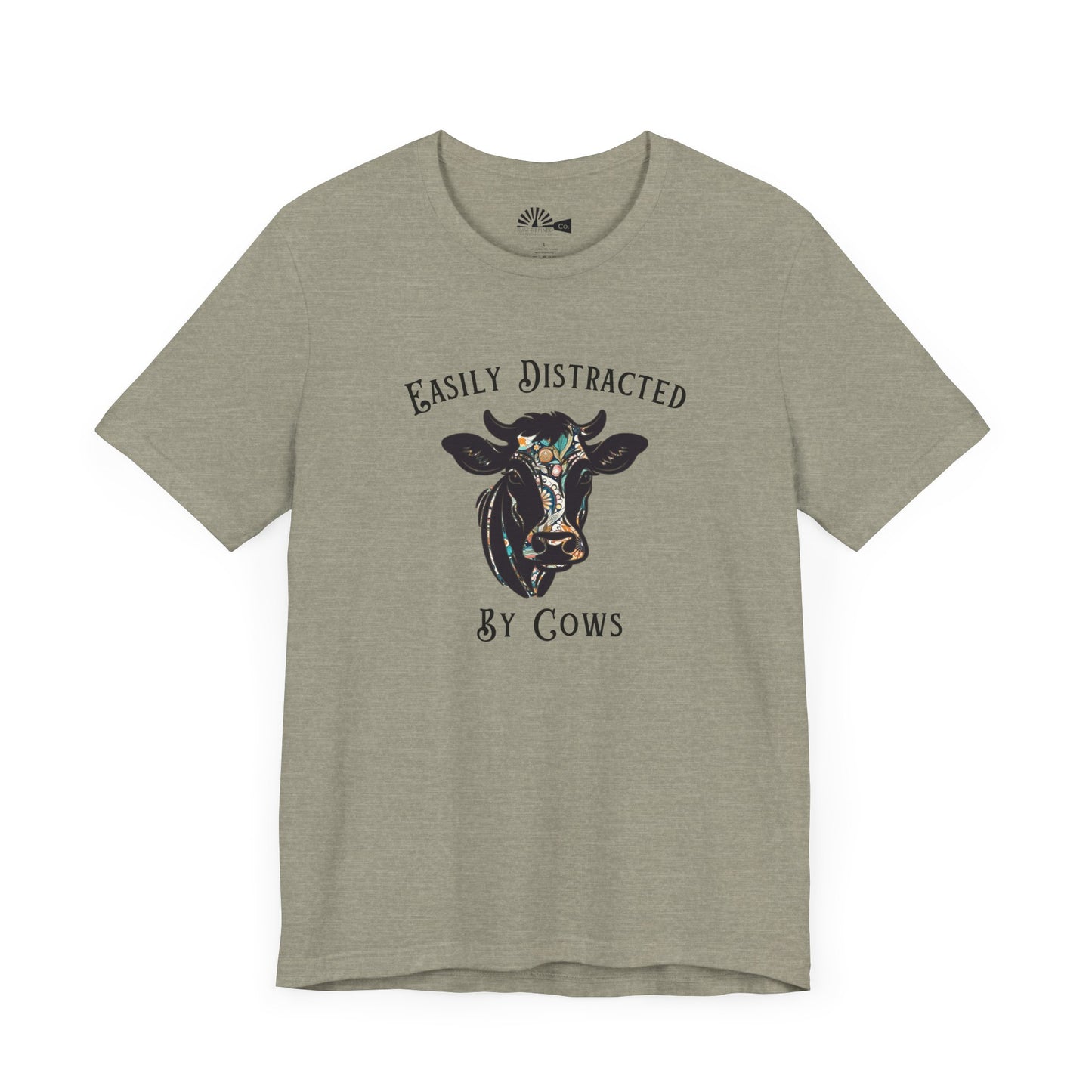 'Easily Distracted By Cows' Floral Short Sleeve Tee