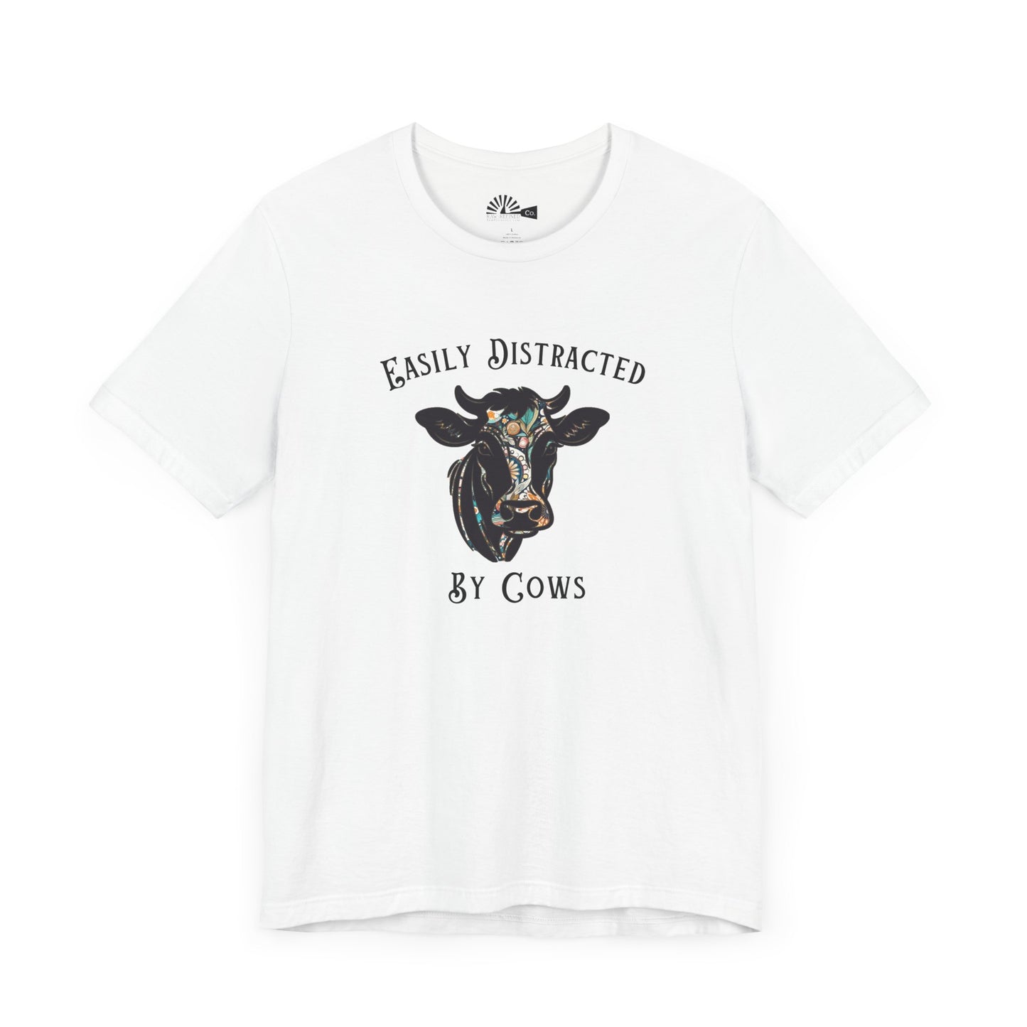 'Easily Distracted By Cows' Floral Short Sleeve Tee