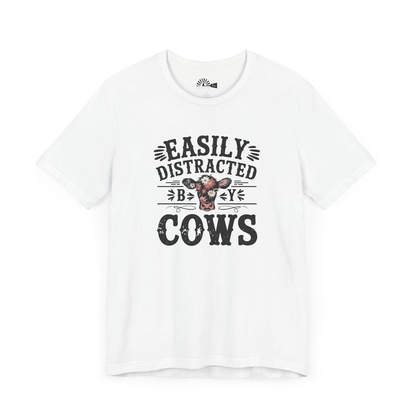 Vintage Style 'Easily Distracted Cows' Short Sleeve Tee