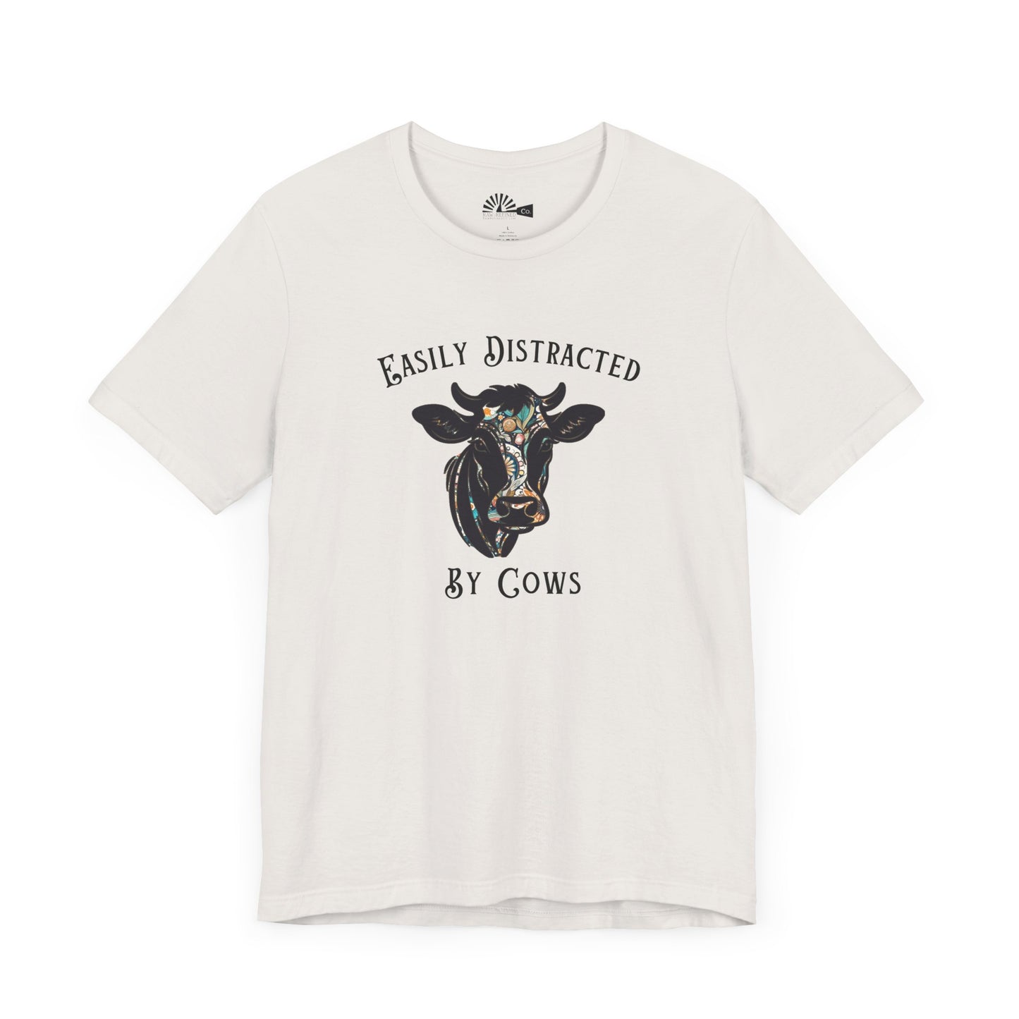 'Easily Distracted By Cows' Floral Short Sleeve Tee