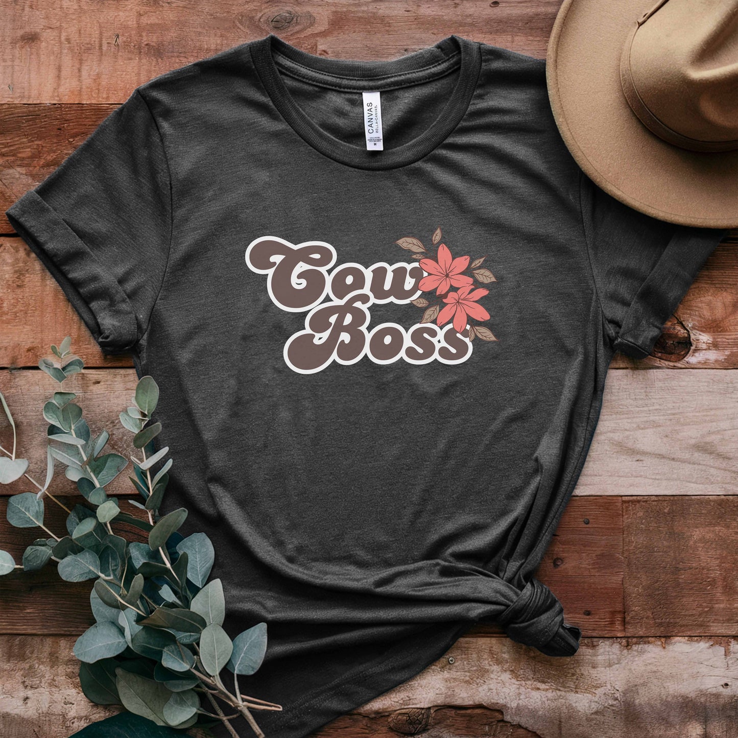 'Cow Boss' Retro Floral Tee