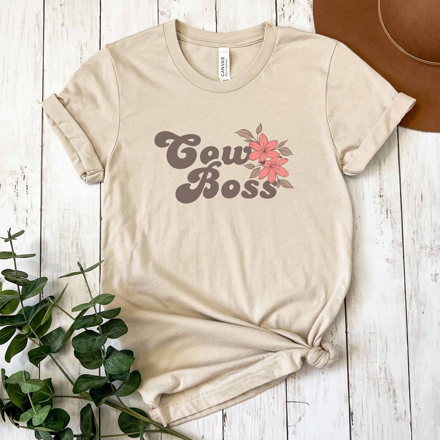 'Cow Boss' Retro Floral Tee