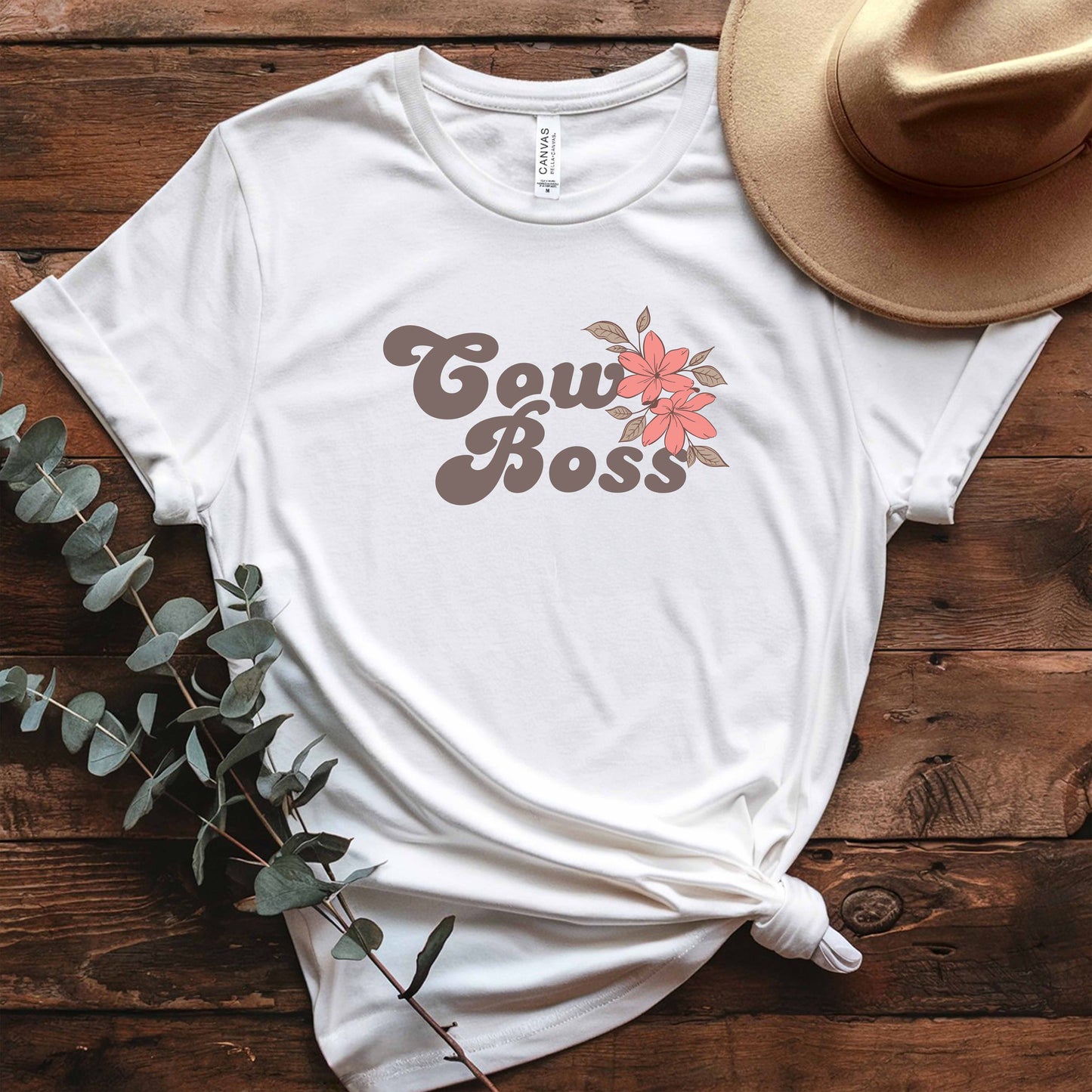 'Cow Boss' Retro Floral Tee