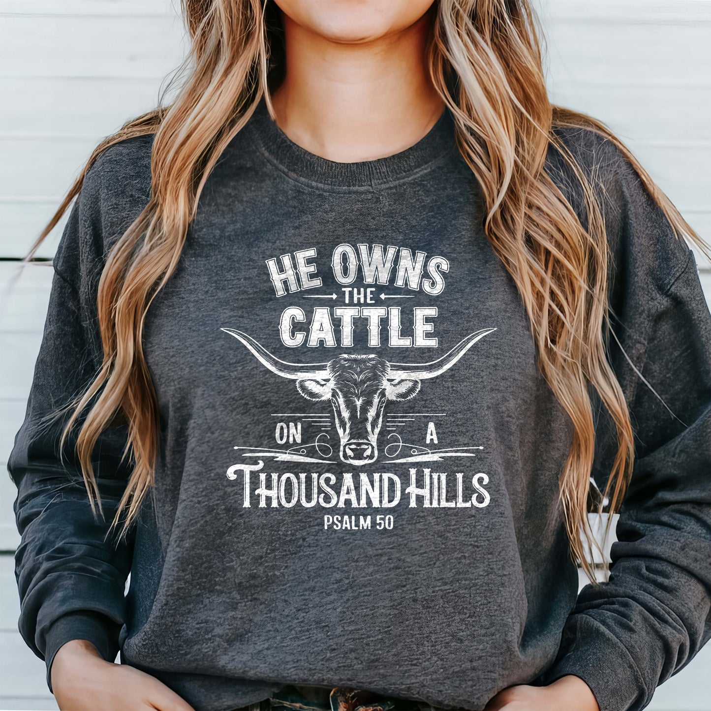 'He Owns the Cattle' Crewneck Sweatshirt