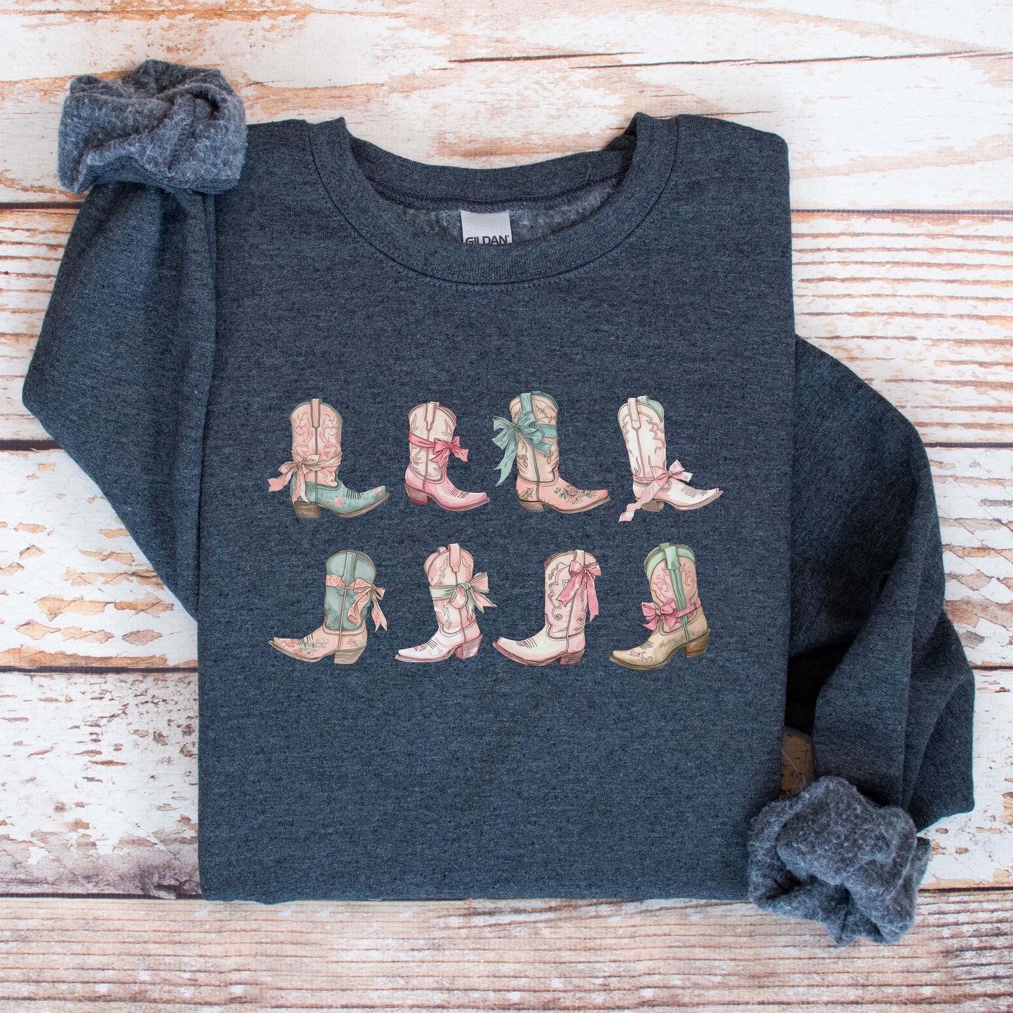 Vintage Coquette Cowgirl Boot Sweatshirt
