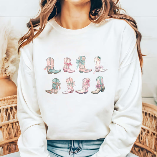 Vintage Coquette Cowgirl Boot Sweatshirt