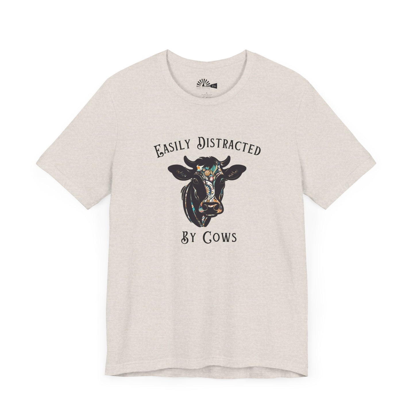 'Easily Distracted By Cows' Floral Short Sleeve Tee