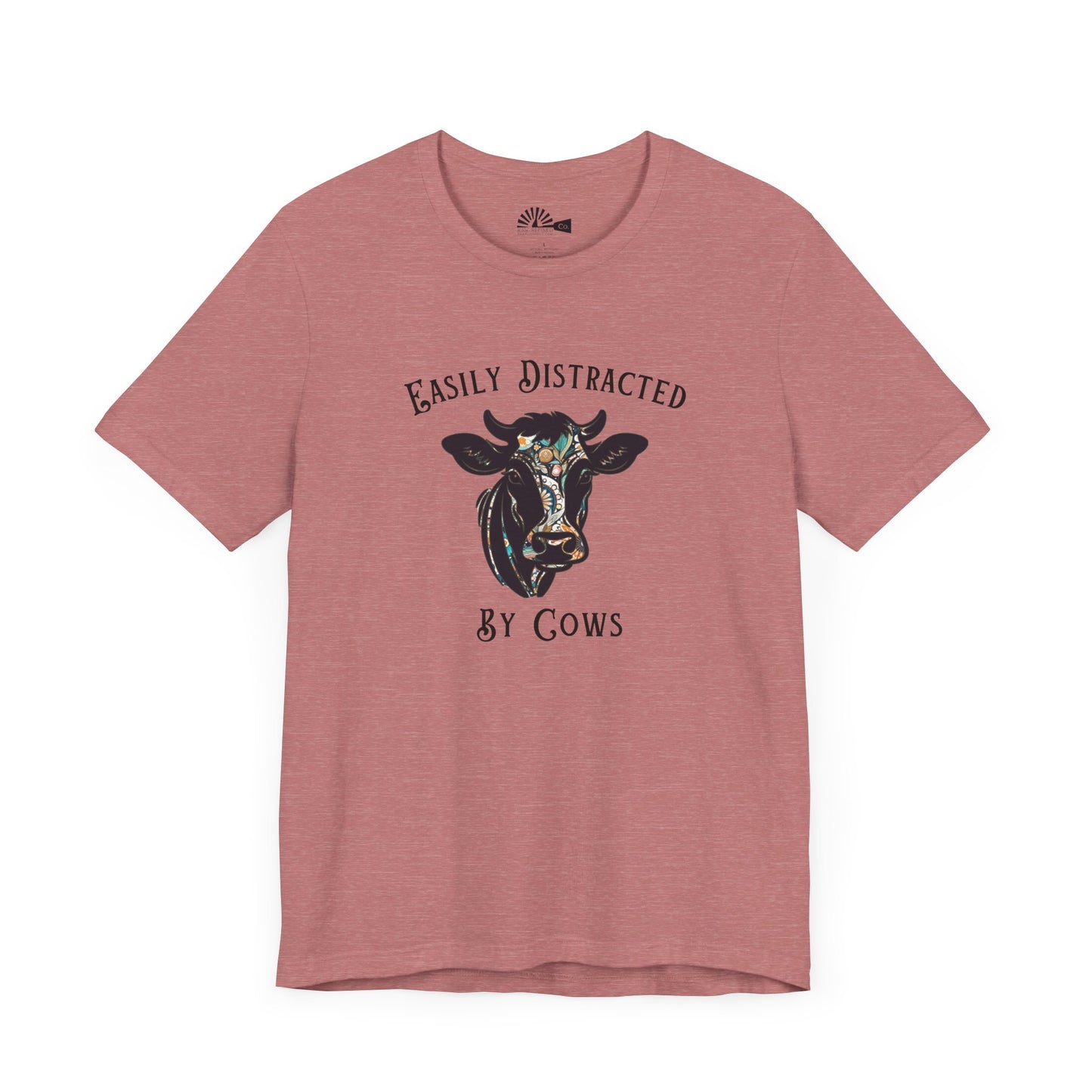 'Easily Distracted By Cows' Floral Short Sleeve Tee