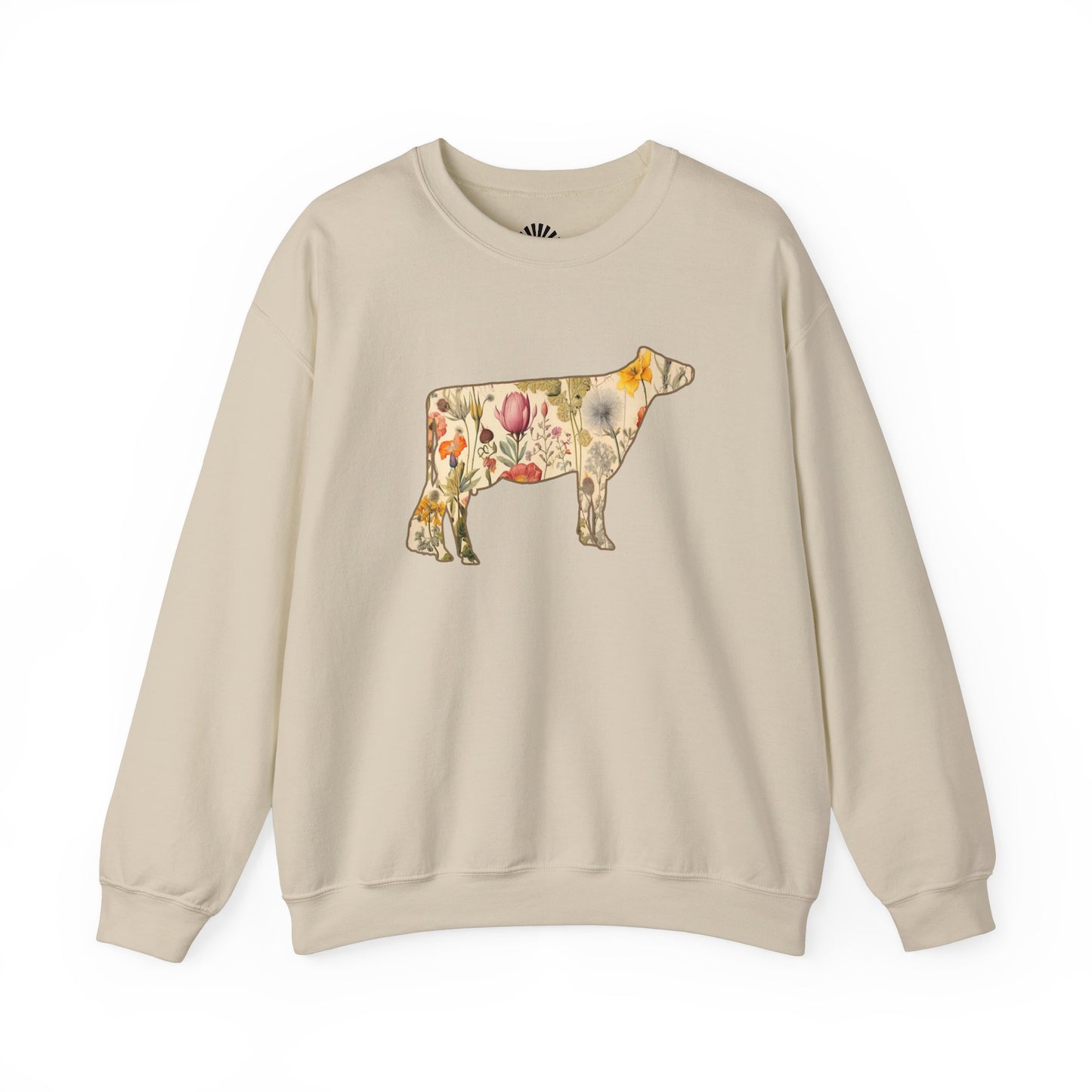 Vintage Floral Jersey Cow Sweatshirt