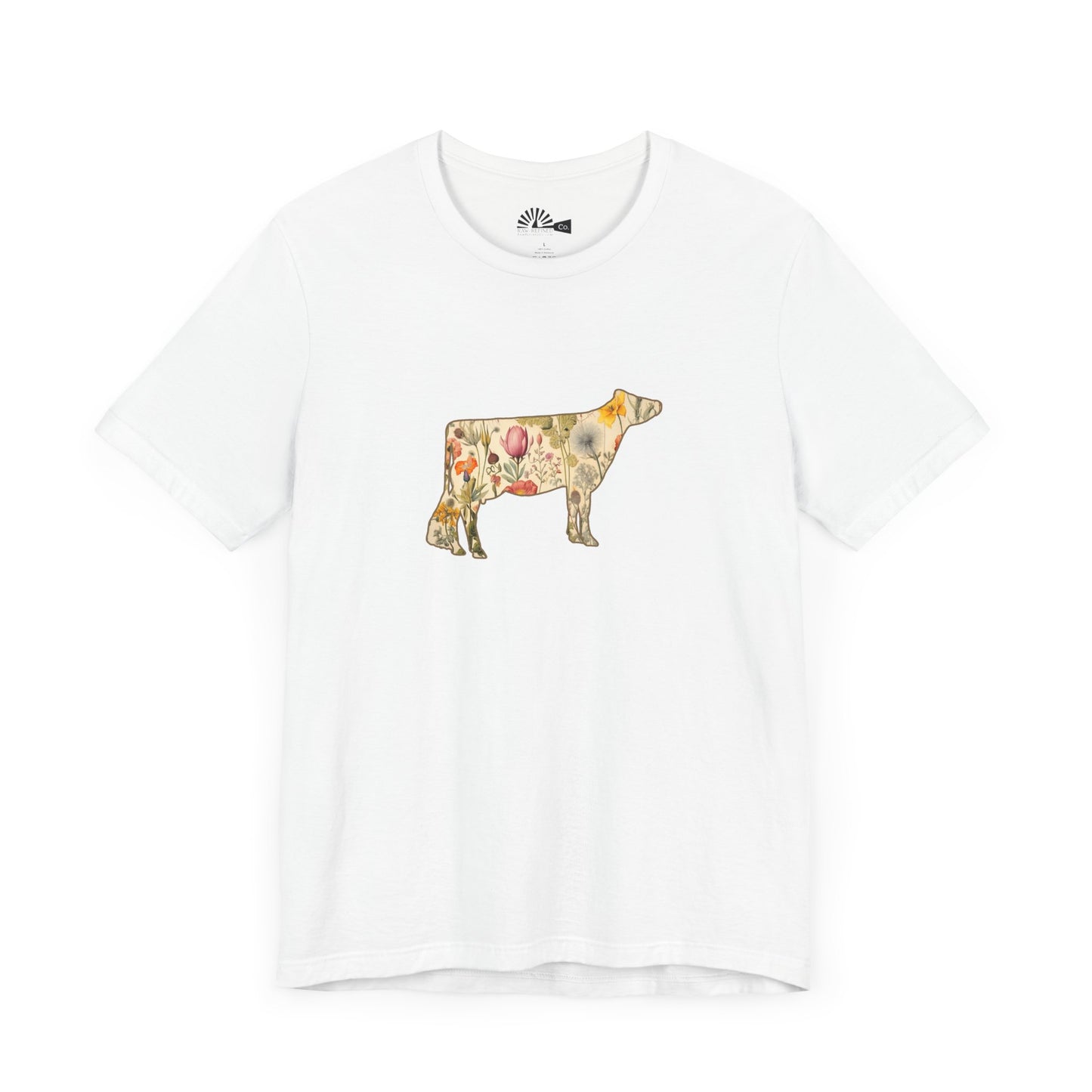 Vintage Floral Jersey Cow Tee Shirt