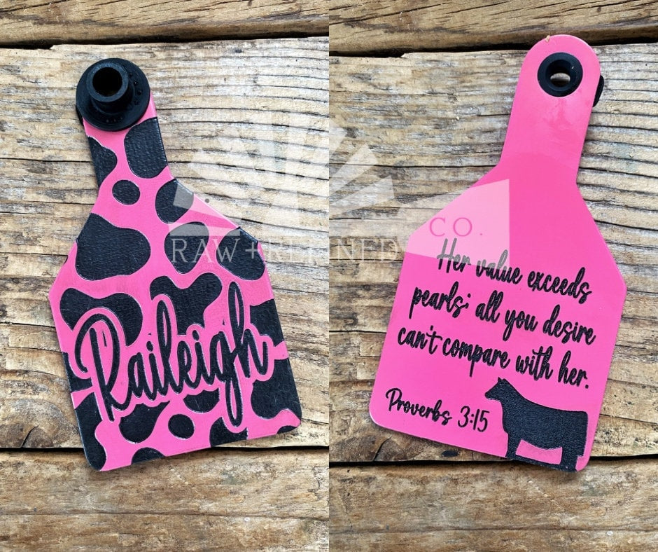 Personalized Laser Engraved Cow Ear Tags | Cattle Ear Tags | Custom Keychain | Ranch Gift | Western Gift