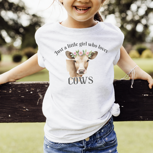 Just A Little Girl Who Loves Cows Tee