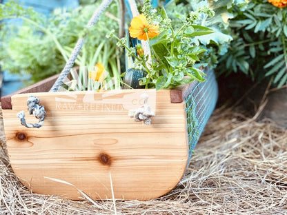 Personalized Handmade Garden Harvest Basket | Garden Trug | Cedar Garden Basket | Handmade Egg Basket | Garden Hod | Garden Tool