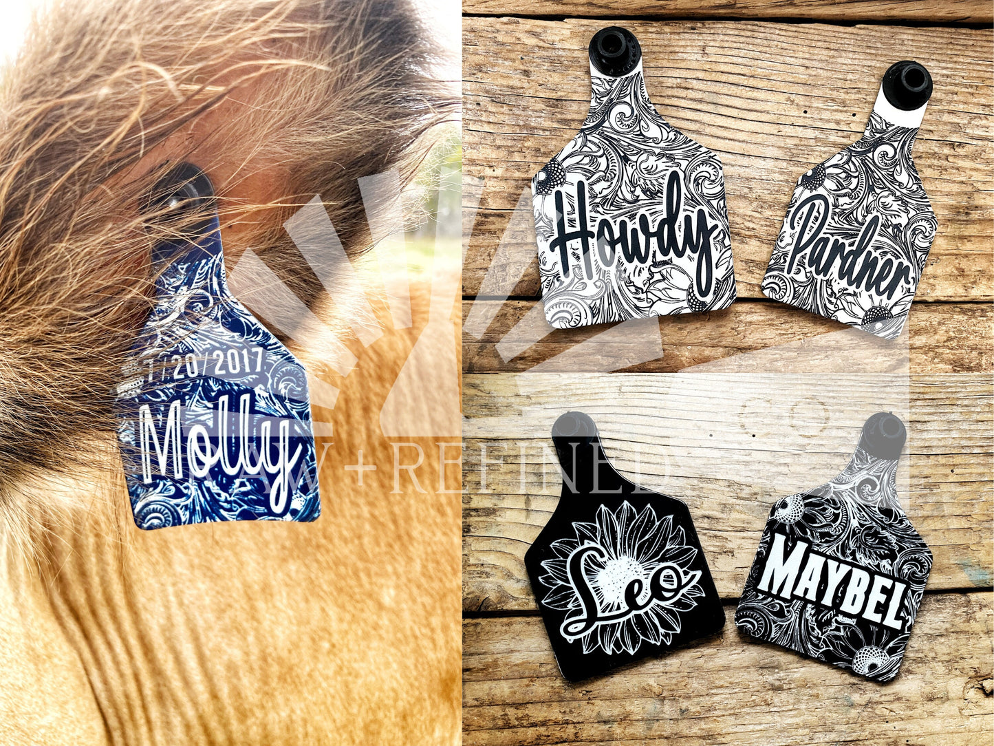 Personalized Laser Engraved Cow Ear Tags | Cattle Ear Tags | Custom Keychain | Ranch Gift | Western Gift